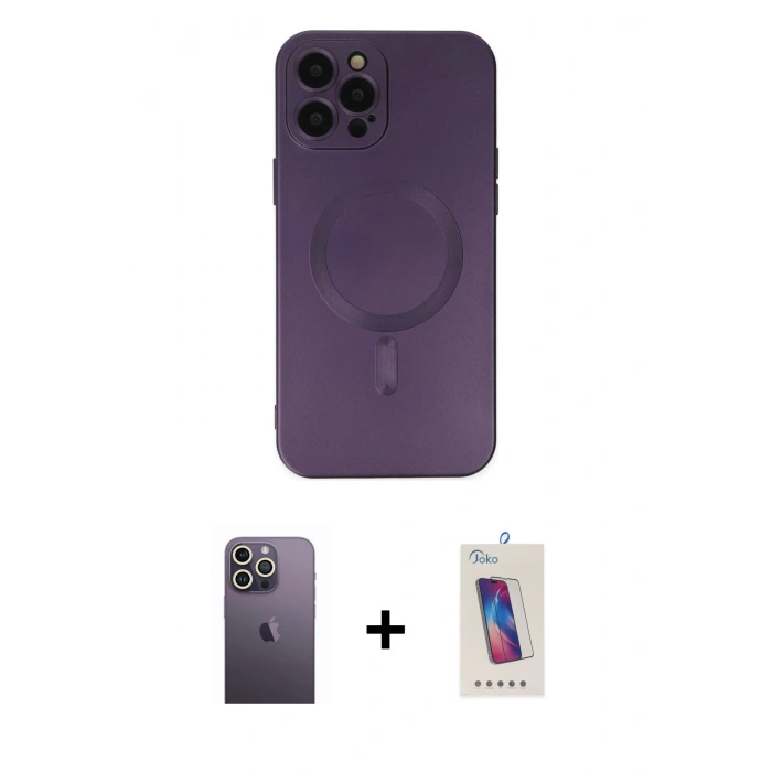 MARSİLYAN™- iPhone 12 Pro Max Kılıf Akış Minimal Özel Seri - Siyah Joko 5D Cam + Neon Fosforlu Kamera Lens - BZ