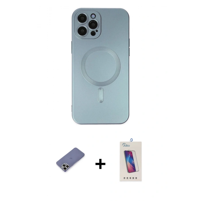 MARSİLYAN™- iPhone 12 Pro Max Kılıf Akış Minimal Özel Seri - Siyah Joko 5D Cam + Gold Metal Kamera Lens Koruma Cam
