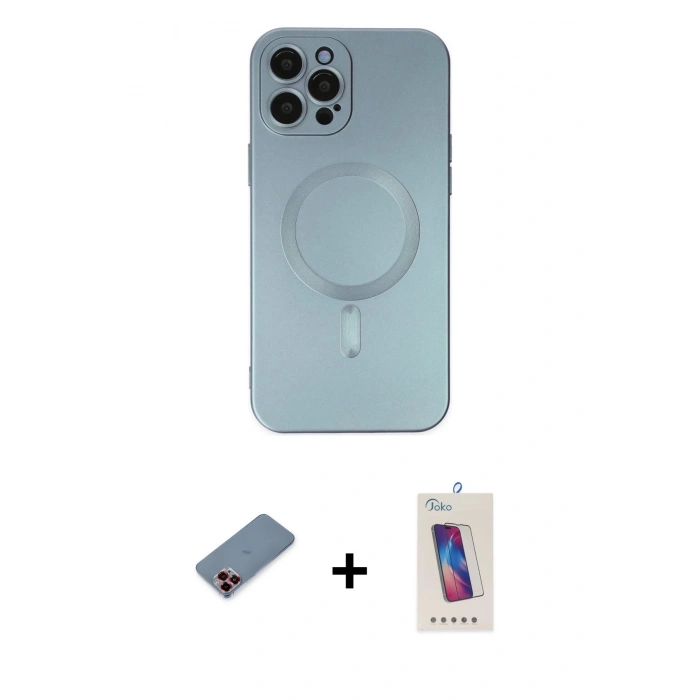 MARSİLYAN™- iPhone 12 Pro Max Kılıf Akış Minimal Özel Seri - Siyah Joko 5D Cam + Metal Kamera Lens Koruma Cam - KI