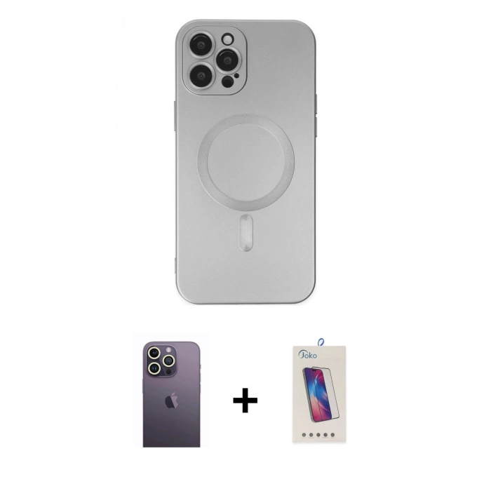 MARSİLYAN™- iPhone 12 Pro Max Kılıf Akış Minimal Özel Seri - Siyah Joko 5D Cam + Neon Fosforlu Kamera Lens - BZ