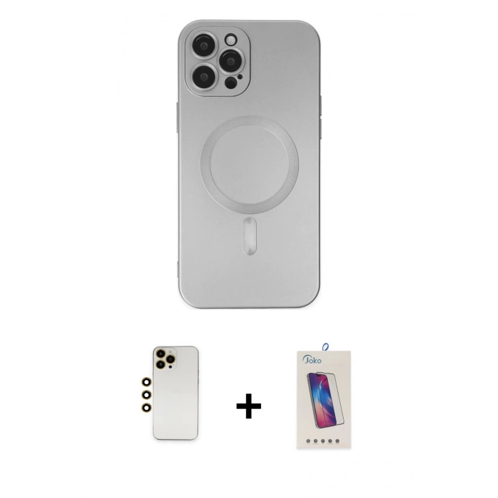 MARSİLYAN™- iPhone 12 Pro Max Kılıf Akış Minimal Özel Seri - Siyah Joko 5D Cam + Shine Kamera Lens - GD