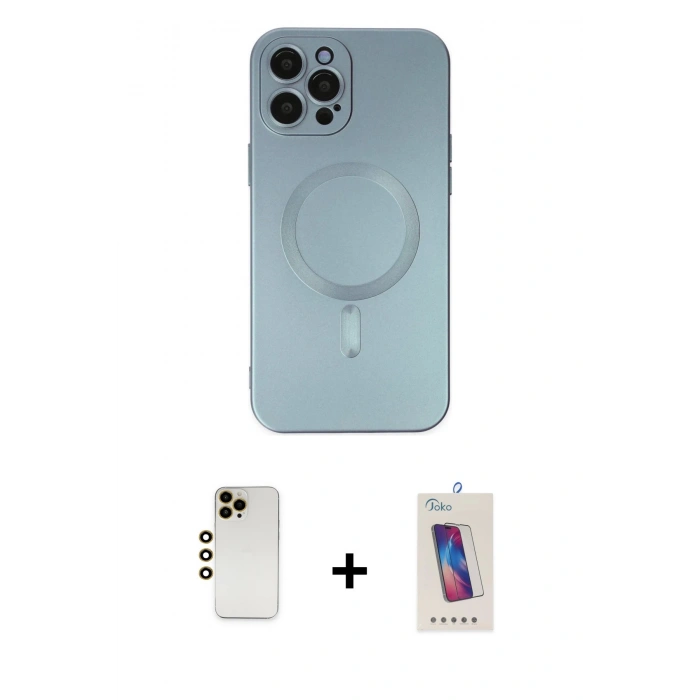 MARSİLYAN™- iPhone 12 Pro Max Kılıf Akış Minimal Özel Seri - Siyah Joko 5D Cam + Shine Kamera Lens - GD