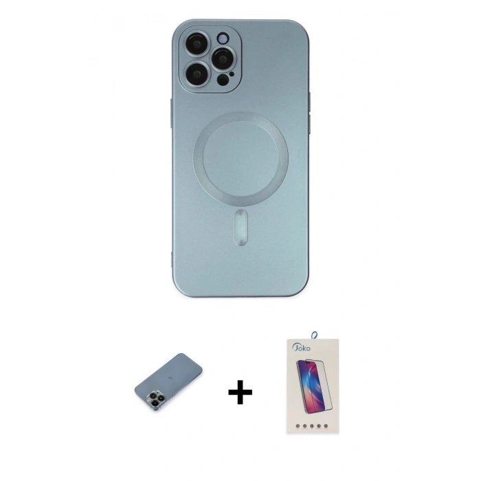 MARSİLYAN™- iPhone 12 Pro Max Kılıf Akış Minimal Özel Seri - Siyah Joko 5D Cam + Shine Kamera Lens Koruma Cam - SH