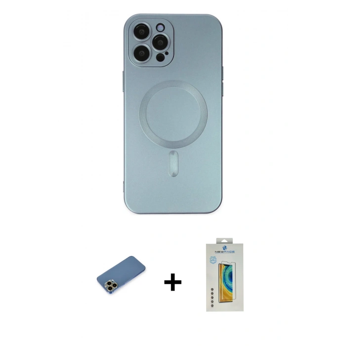 MARSİLYAN™- iPhone 12 Pro Max Kılıf Akış Minimal Özel Seri - Siyah Polymer Nano Ekran Koruyucu + Shine Kamera Lens Koruma Cam - GD