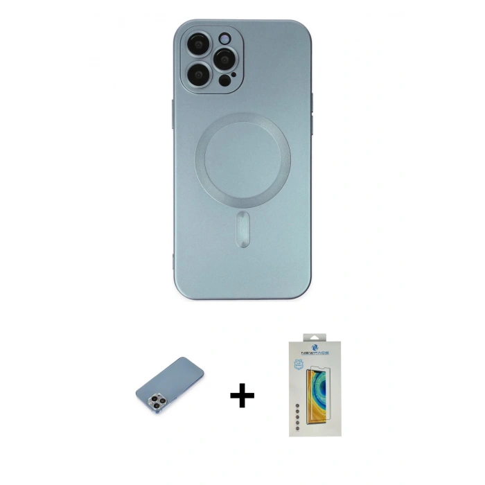 MARSİLYAN™- iPhone 12 Pro Max Kılıf Akış Minimal Özel Seri - Siyah Polymer Nano Ekran Koruyucu + Shine Kamera Lens Koruma Cam - GI
