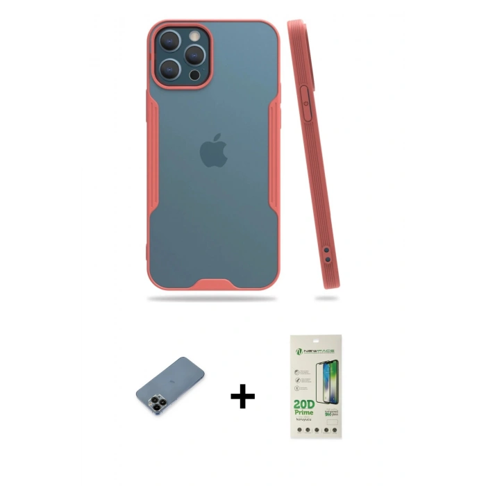 MARSİLYAN™- iPhone 12 Pro Max Kılıf Atlas Asil Serisi - Siyah 20D Premium Cam Ekran Koruyucu + Shine Kamera Lens Koruma Cam - SH