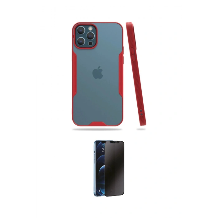 MARSİLYAN™- iPhone 12 Pro Max Kılıf Atlas Asil Serisi - Siyah 3D Antistatik Hayalet Cam Ekran Koruyucu