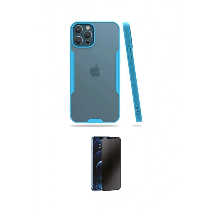 MARSİLYAN™- iPhone 12 Pro Max Kılıf Atlas Asil Serisi - Siyah 3D Antistatik Hayalet Cam Ekran Koruyucu