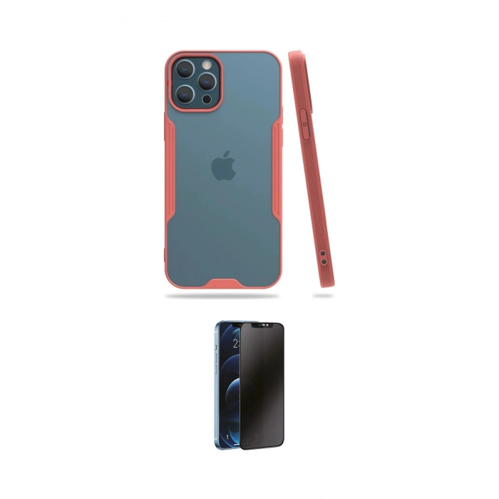 MARSİLYAN™- iPhone 12 Pro Max Kılıf Atlas Asil Serisi - Siyah 3D Antistatik Hayalet Cam Ekran Koruyucu