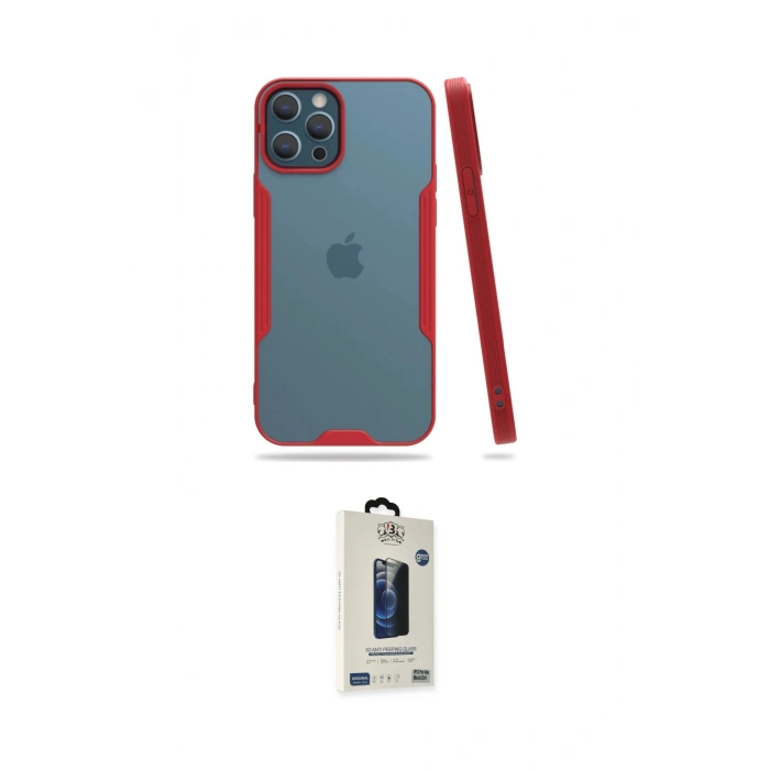 MARSİLYAN™- iPhone 12 Pro Max Kılıf Atlas Asil Serisi - Siyah Bilvis Hayalet Cam Ekran Koruyucu