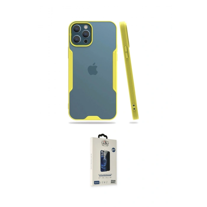MARSİLYAN™- iPhone 12 Pro Max Kılıf Atlas Asil Serisi - Siyah Bilvis Hayalet Cam Ekran Koruyucu
