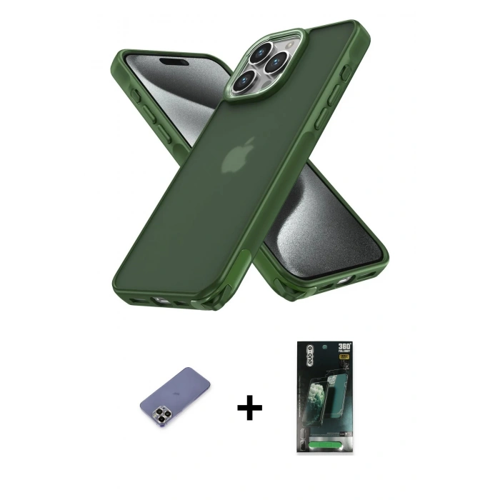 MARSİLYAN™- iPhone 12 Pro Max Kılıf Atlas Form - Şeffaf 360 Full Body Arka Koruyucu + Metal Kamera Lens Koruma Cam - GD