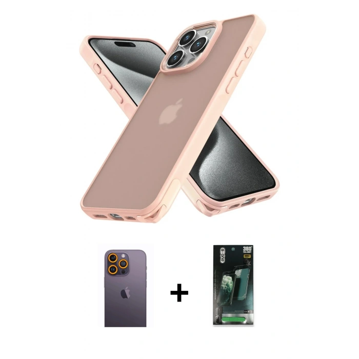 MARSİLYAN™- iPhone 12 Pro Max Kılıf Atlas Form - Şeffaf 360 Full Body Arka Koruyucu + Neon Fosforlu Kamera Lens - SI