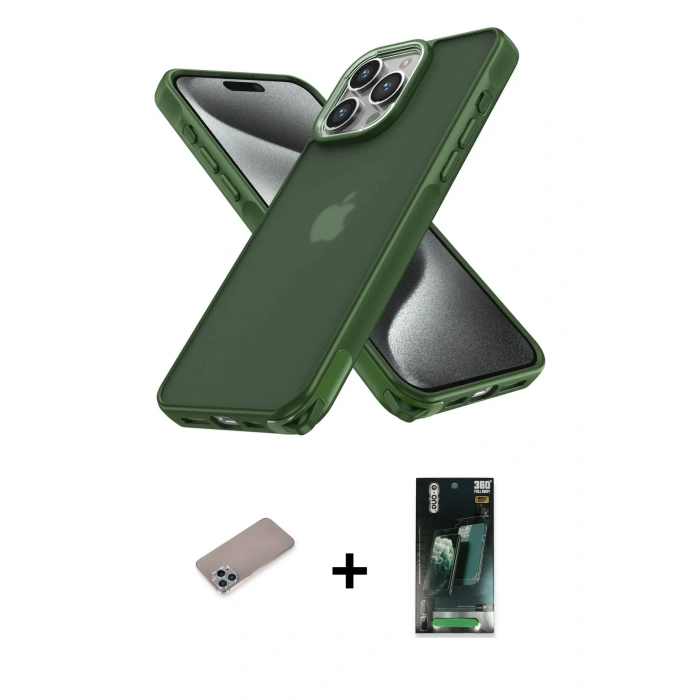 MARSİLYAN™- iPhone 12 Pro Max Kılıf Atlas Form - Şeffaf 360 Full Body Arka Koruyucu + Shine Kamera Lens Koruma Cam - SABE