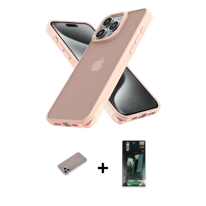 MARSİLYAN™- iPhone 12 Pro Max Kılıf Atlas Form - Şeffaf 360 Full Body Arka Koruyucu + Shine Kamera Lens Koruma Cam - SABE