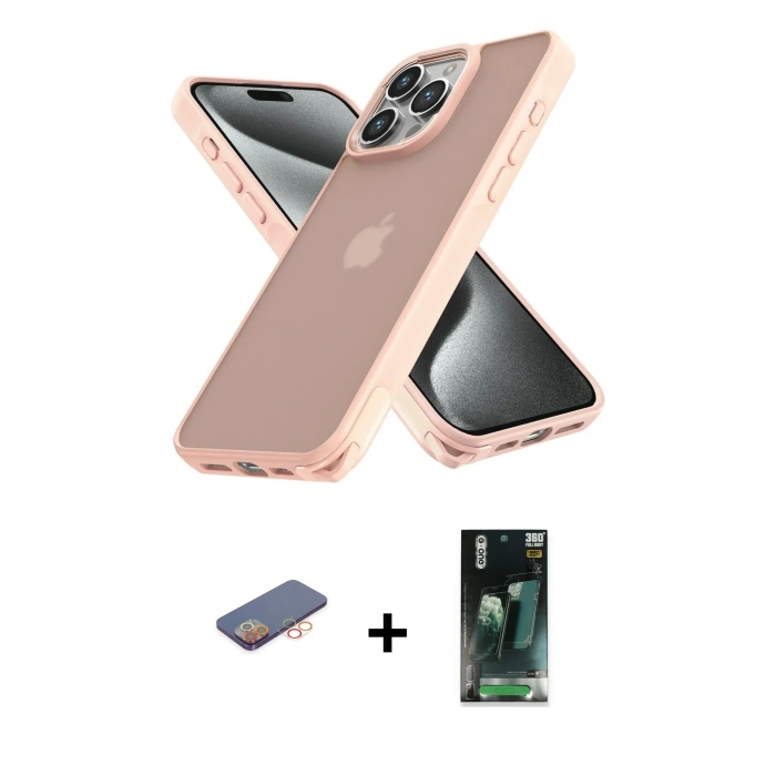 MARSİLYAN™- iPhone 12 Pro Max Kılıf Atlas Form - Şeffaf 360 Full Body Arka Koruyucu + Renkli Kamera Lens Koruma Cam - TU