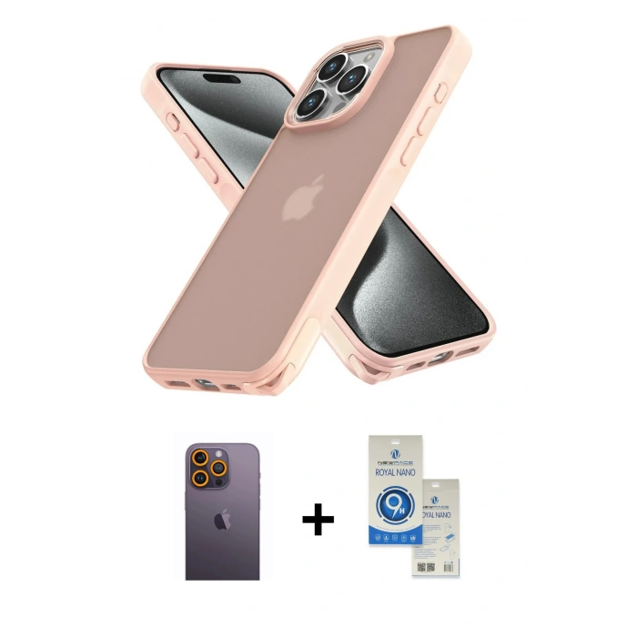 MARSİLYAN™- iPhone 12 Pro Max Kılıf Atlas Form - Şeffaf Royal Nano Ekran Koruyucu + Neon Fosforlu Kamera Lens - SI