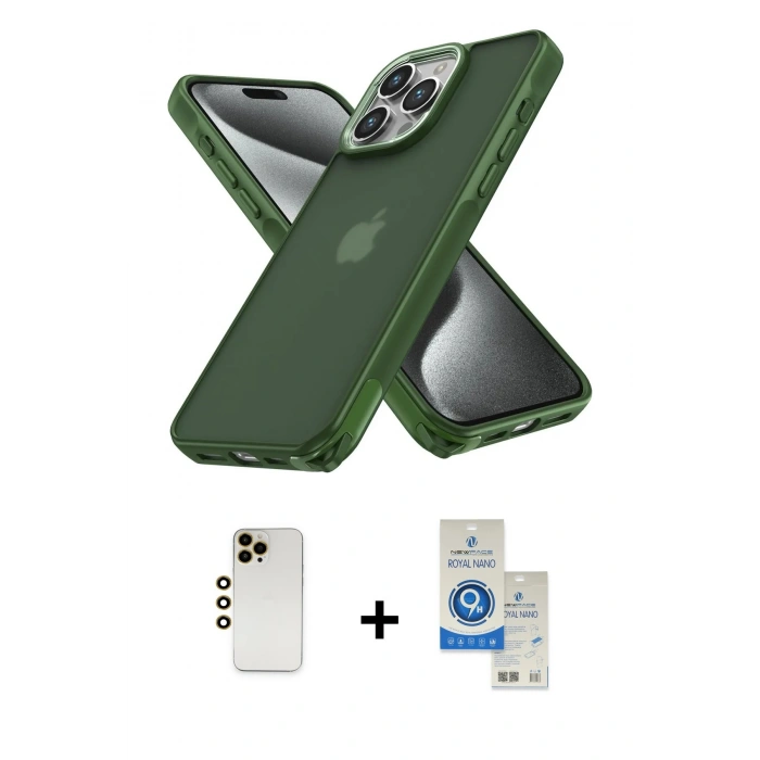 MARSİLYAN™- iPhone 12 Pro Max Kılıf Atlas Form - Şeffaf Royal Nano Ekran Koruyucu + Shine Kamera Lens - GD