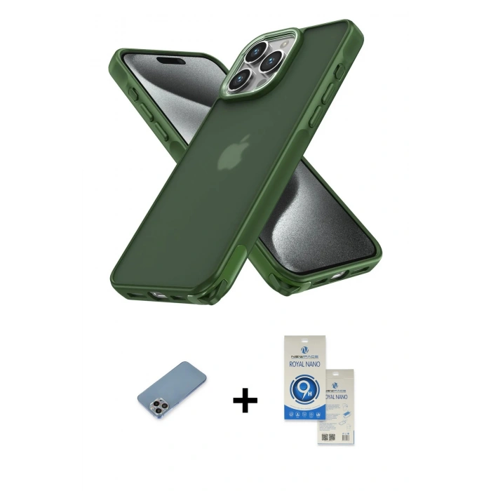 MARSİLYAN™- iPhone 12 Pro Max Kılıf Atlas Form - Şeffaf Royal Nano Ekran Koruyucu + Shine Kamera Lens Koruma Cam - GI
