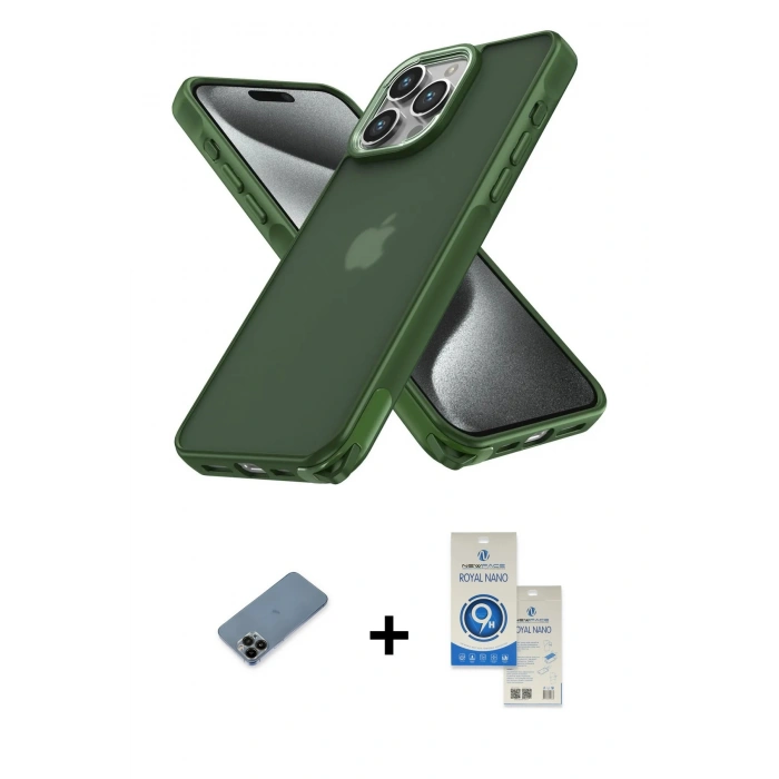 MARSİLYAN™- iPhone 12 Pro Max Kılıf Atlas Form - Şeffaf Royal Nano Ekran Koruyucu + Shine Kamera Lens Koruma Cam - SH
