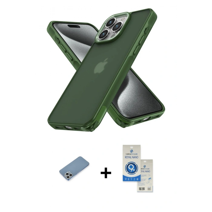 MARSİLYAN™- iPhone 12 Pro Max Kılıf Atlas Form - Şeffaf Royal Nano Ekran Koruyucu + Shine Kamera Lens Koruma Cam - GS