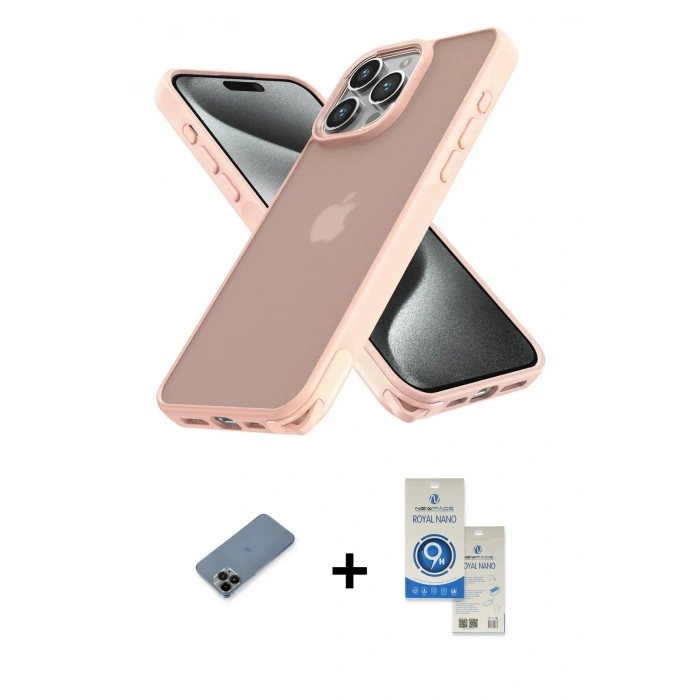 MARSİLYAN™- iPhone 12 Pro Max Kılıf Atlas Form - Şeffaf Royal Nano Ekran Koruyucu + Shine Kamera Lens Koruma Cam - SH