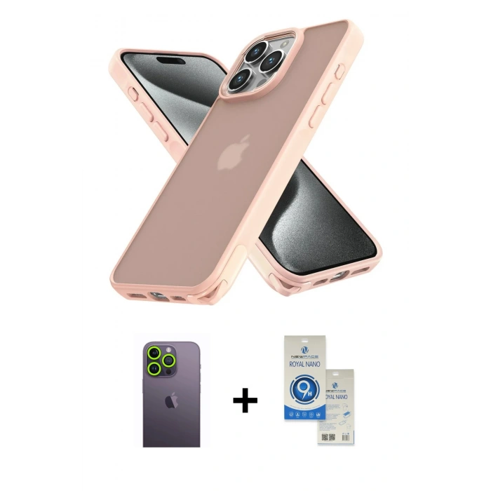 MARSİLYAN™- iPhone 12 Pro Max Kılıf Atlas Form - Şeffaf Royal Nano Ekran Koruyucu + Neon Fosforlu Kamera Lens - YL