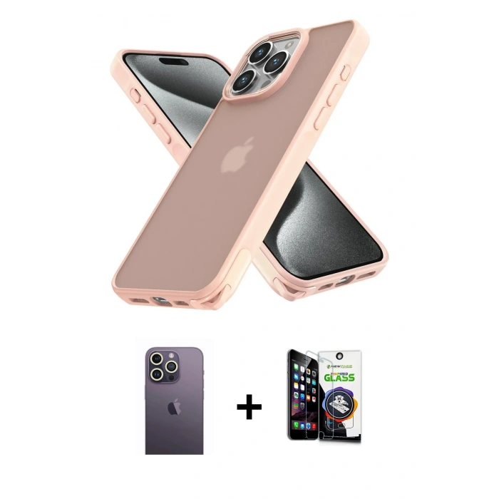 MARSİLYAN™- iPhone 12 Pro Max Kılıf Atlas Form - Şeffaf Temperli Cam Ekran Koruyucu + Neon Fosforlu Kamera Lens - BZ