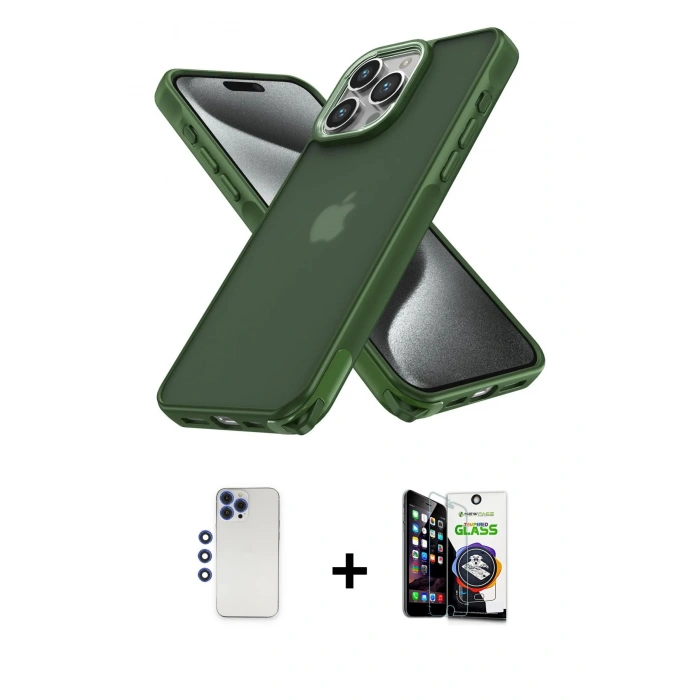 MARSİLYAN™- iPhone 12 Pro Max Kılıf Atlas Form - Şeffaf Temperli Cam Ekran Koruyucu + Shine Kamera Lens - LT