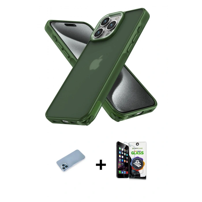 MARSİLYAN™- iPhone 12 Pro Max Kılıf Atlas Form - Şeffaf Temperli Cam Ekran Koruyucu + Shine Kamera Lens Koruma Cam - MI
