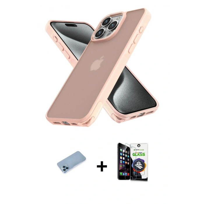 MARSİLYAN™- iPhone 12 Pro Max Kılıf Atlas Form - Şeffaf Temperli Cam Ekran Koruyucu + Shine Kamera Lens Koruma Cam - MI