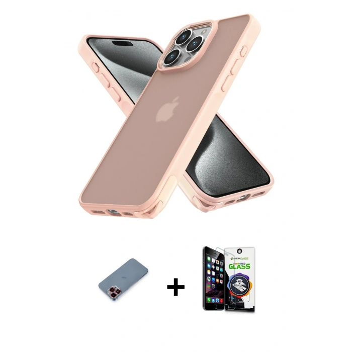 MARSİLYAN™- iPhone 12 Pro Max Kılıf Atlas Form - Şeffaf Temperli Cam Ekran Koruyucu + Metal Kamera Lens Koruma Cam - KI