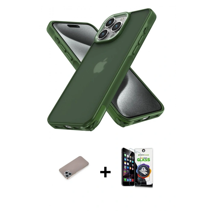 MARSİLYAN™- iPhone 12 Pro Max Kılıf Atlas Form - Şeffaf Temperli Cam Ekran Koruyucu + Shine Kamera Lens Koruma Cam - SABE