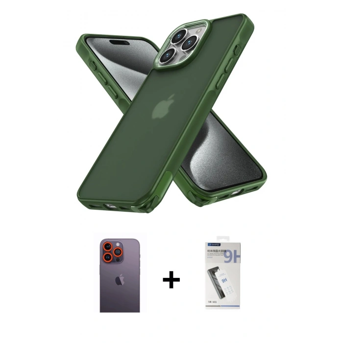 MARSİLYAN™- iPhone 12 Pro Max Kılıf Atlas Form - Şeffaf Uv Polymer Nano Ekran Koruyucu + Neon Fosforlu Kamera Lens - TU