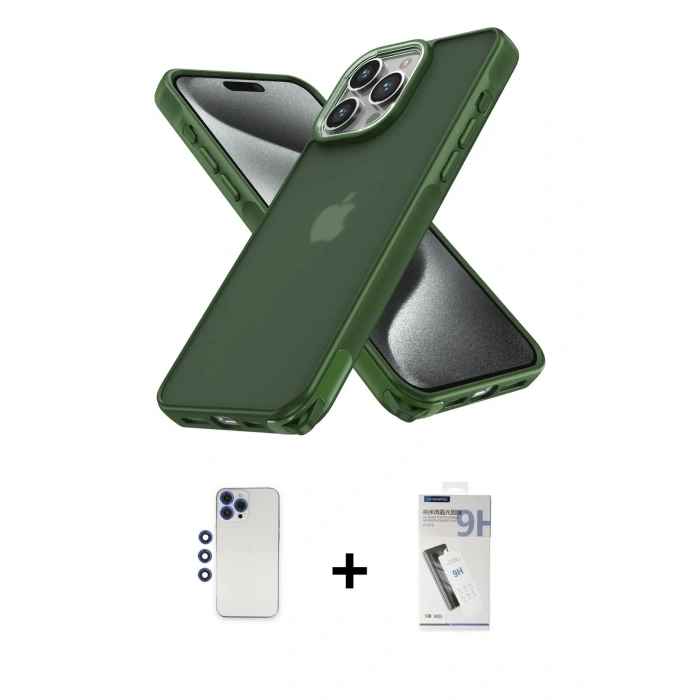 MARSİLYAN™- iPhone 12 Pro Max Kılıf Atlas Form - Şeffaf Uv Polymer Nano Ekran Koruyucu + Shine Kamera Lens - LT