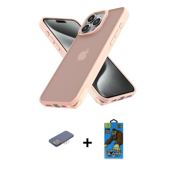 MARSİLYAN™- iPhone 12 Pro Max Kılıf Atlas Form - Siyah 18D Cam Ekran Koruyucu + Renkli Kamera Lens Koruma Cam - PE