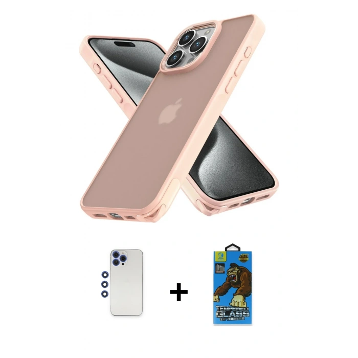MARSİLYAN™- iPhone 12 Pro Max Kılıf Atlas Form - Siyah 18D Cam Ekran Koruyucu + Shine Kamera Lens - LT