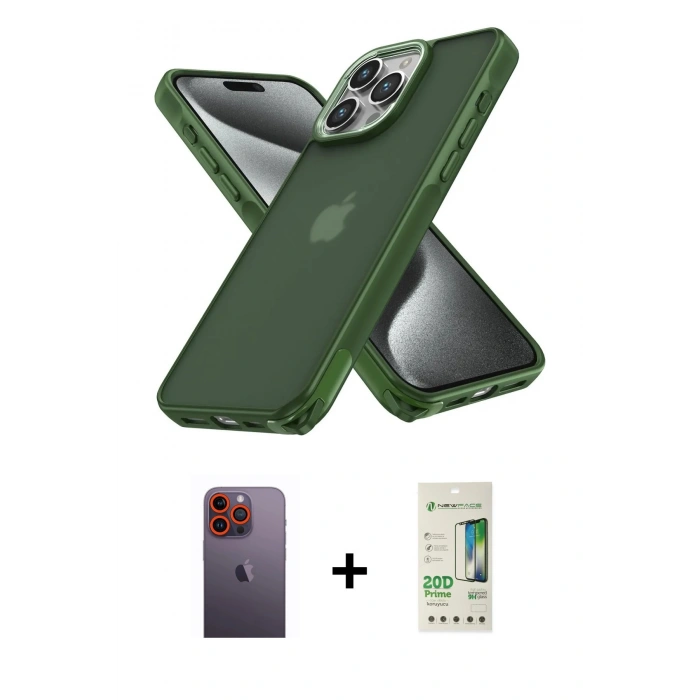 MARSİLYAN™- iPhone 12 Pro Max Kılıf Atlas Form - Siyah 20D Premium Cam Ekran Koruyucu + Neon Fosforlu Kamera Lens - TU