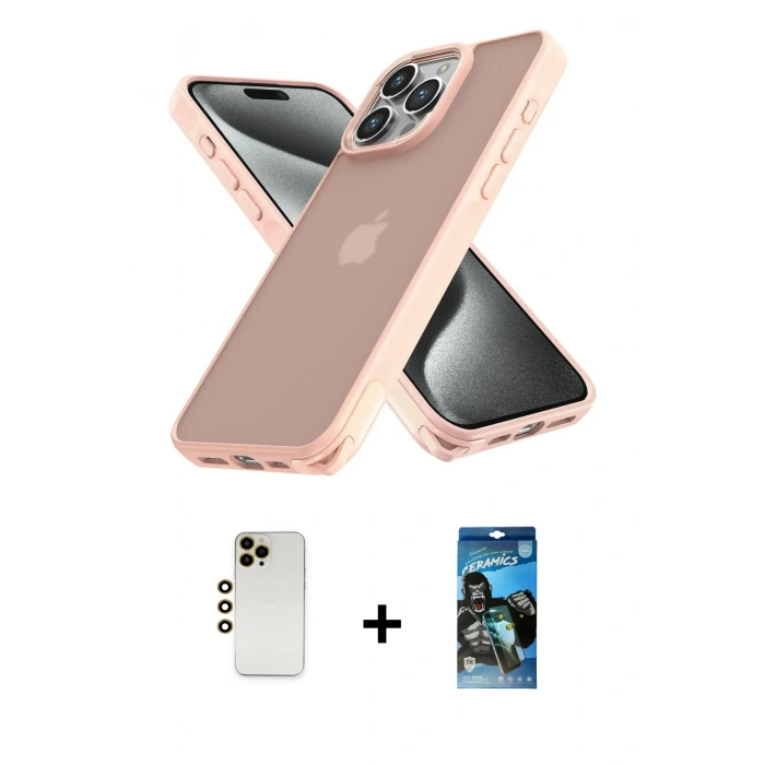 MARSİLYAN™- iPhone 12 Pro Max Kılıf Atlas Form - Siyah 34D Izgaralı Cam + Shine Kamera Lens - GD