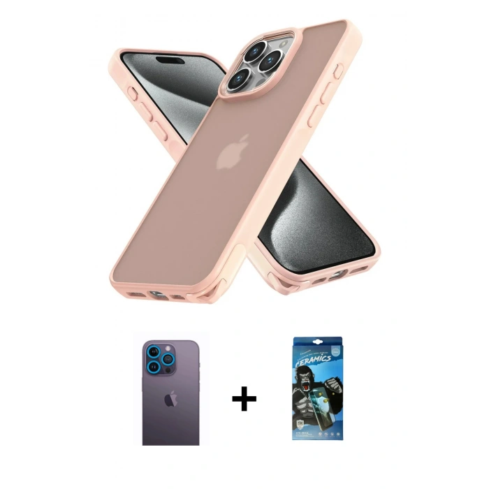 MARSİLYAN™- iPhone 12 Pro Max Kılıf Atlas Form - Siyah 34D Izgaralı Cam + Neon Fosforlu Kamera Lens - MI
