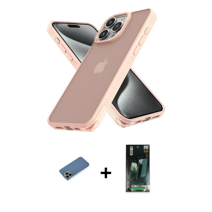 MARSİLYAN™- iPhone 12 Pro Max Kılıf Atlas Form - Siyah 360 Mat Full Body Arka Koruyucu + Shine Kamera Lens Koruma Cam - GD