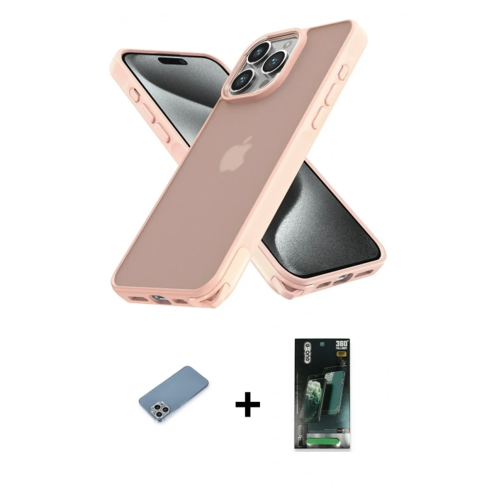 MARSİLYAN™- iPhone 12 Pro Max Kılıf Atlas Form - Siyah 360 Mat Full Body Arka Koruyucu + Shine Kamera Lens Koruma Cam - GS