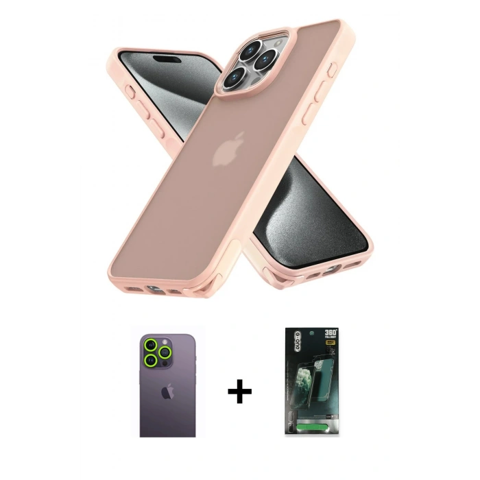 MARSİLYAN™- iPhone 12 Pro Max Kılıf Atlas Form - Siyah 360 Mat Full Body Arka Koruyucu + Neon Fosforlu Kamera Lens - YL