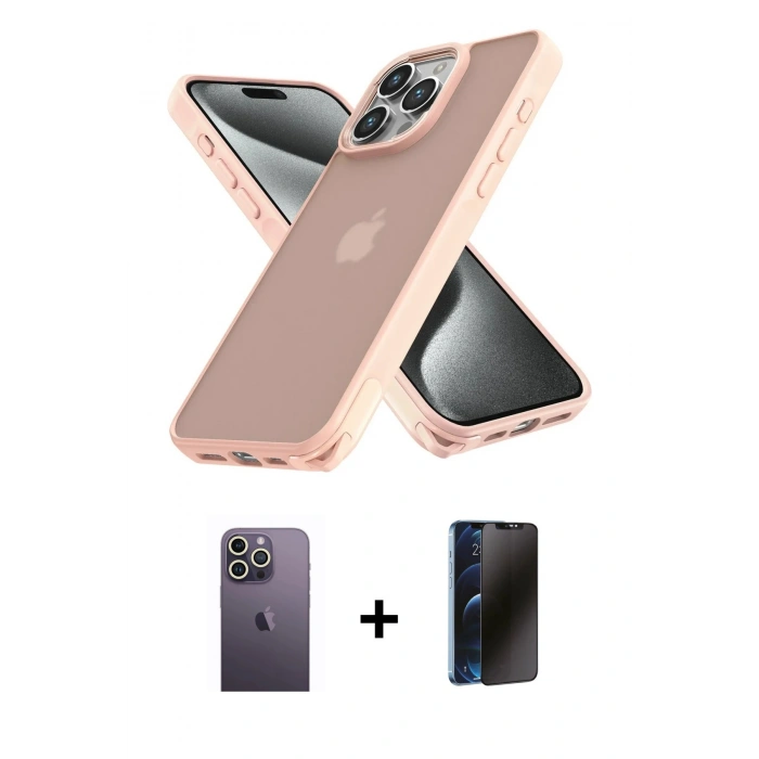 MARSİLYAN™- iPhone 12 Pro Max Kılıf Atlas Form - Siyah 3D Antistatik Hayalet Cam Ekran Koruyucu + Neon Fosforlu Kamera Lens - BZ