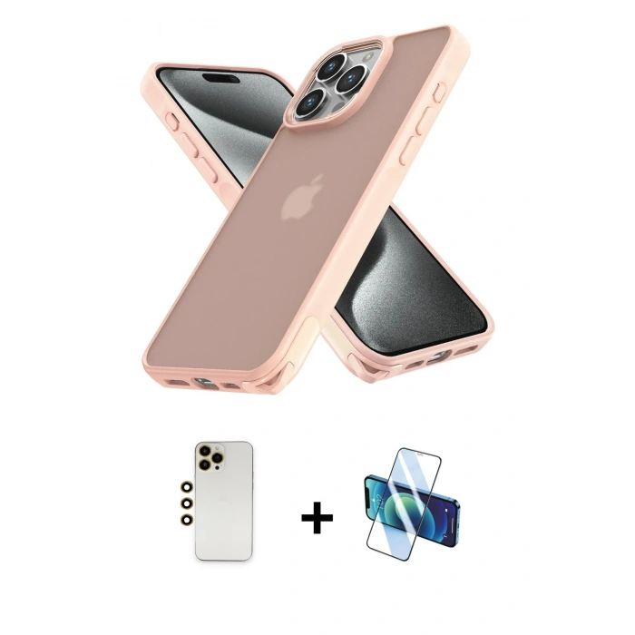 MARSİLYAN™- iPhone 12 Pro Max Kılıf Atlas Form - Siyah 3D Antistatik Seramik Nano Ekran Koruyucu + Shine Kamera Lens - GD