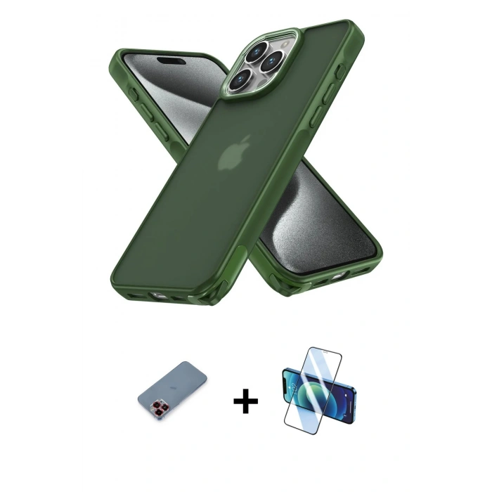 MARSİLYAN™- iPhone 12 Pro Max Kılıf Atlas Form - Siyah 3D Antistatik Seramik Nano Ekran Koruyucu + Metal Kamera Lens Koruma Cam - KI