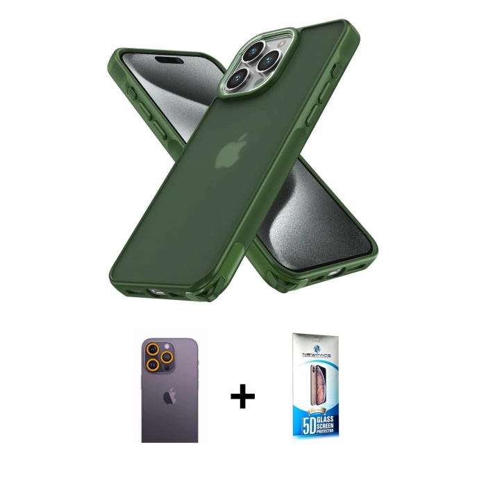 MARSİLYAN™- iPhone 12 Pro Max Kılıf Atlas Form - Siyah 5D Eko Cam Ekran Koruyucu + Neon Fosforlu Kamera Lens - SI