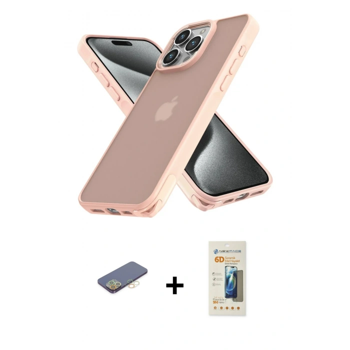 MARSİLYAN™- iPhone 12 Pro Max Kılıf Atlas Form - Siyah 6D Mat Seramik Hayalet Nano Ekran Koruyucu + Renkli Kamera Lens Koruma Cam - SI