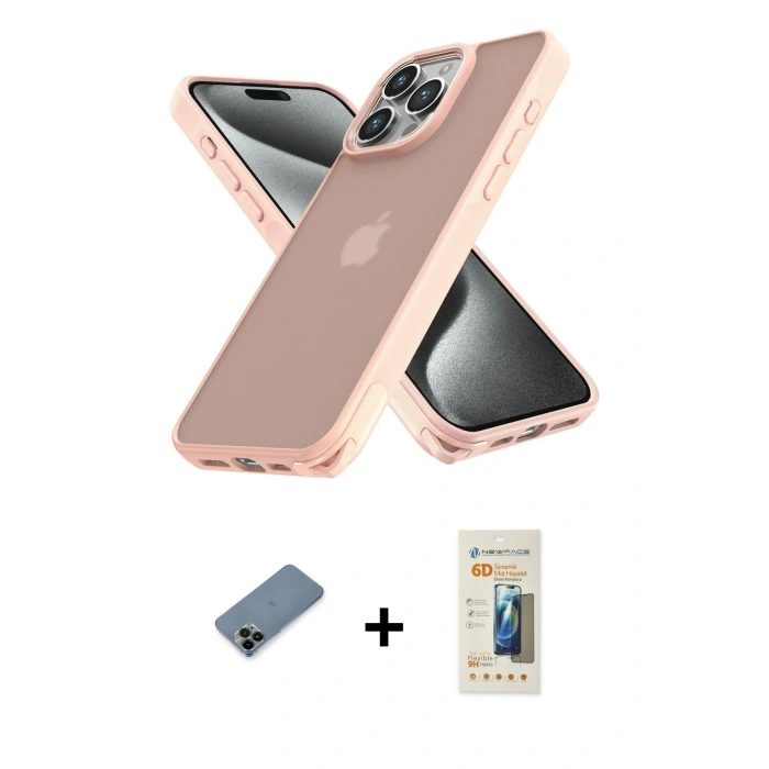 MARSİLYAN™- iPhone 12 Pro Max Kılıf Atlas Form - Siyah 6D Mat Seramik Hayalet Nano Ekran Koruyucu + Shine Kamera Lens Koruma Cam - SH