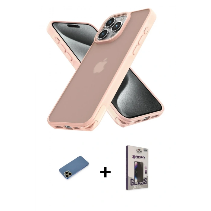 MARSİLYAN™- iPhone 12 Pro Max Kılıf Atlas Form - Siyah Bilvis Hayalet Cam Ekran Koruyucu + Shine Kamera Lens Koruma Cam - GD